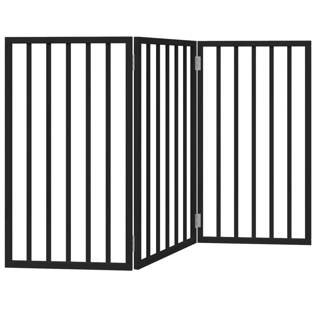 Zábrana pro psy skládací 3 panely černá 150 cm topolové dřevo
