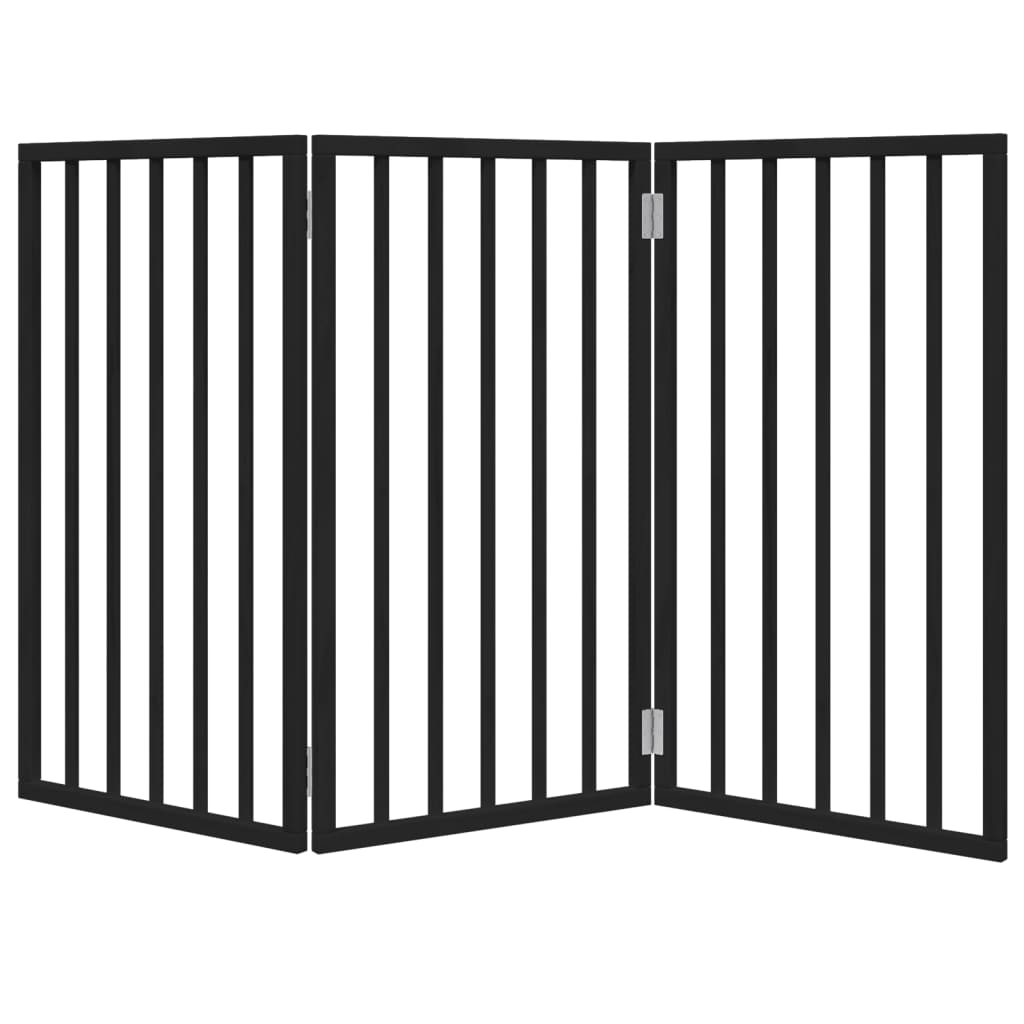 Zábrana pro psy skládací 3 panely černá 150 cm topolové dřevo