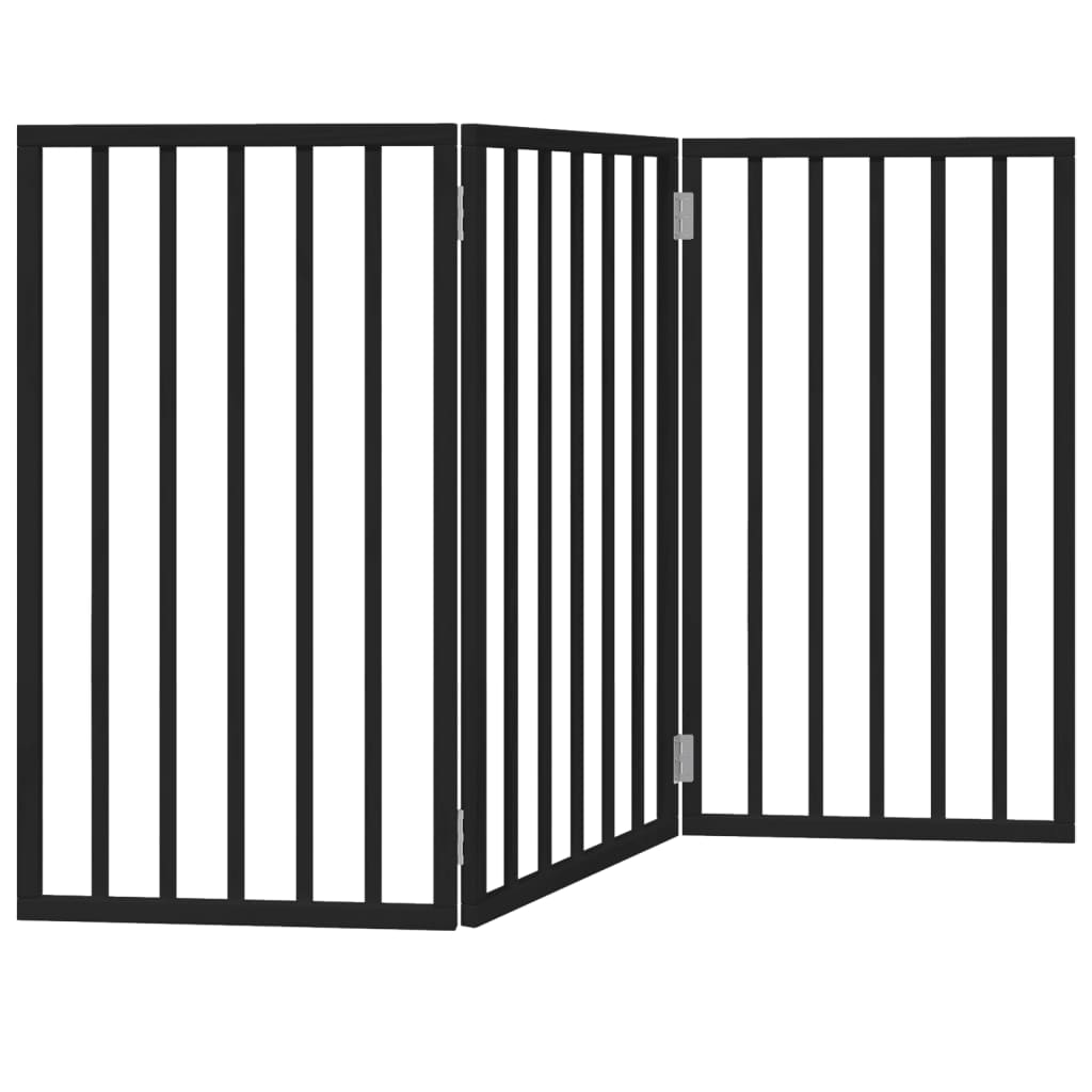 Zábrana pro psy skládací 3 panely černá 150 cm topolové dřevo