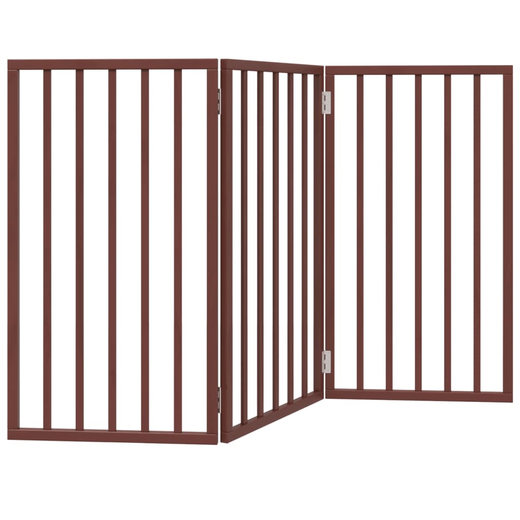 Zábrana pro psy skládací 3 panely hnědá 150 cm topolové dřevo