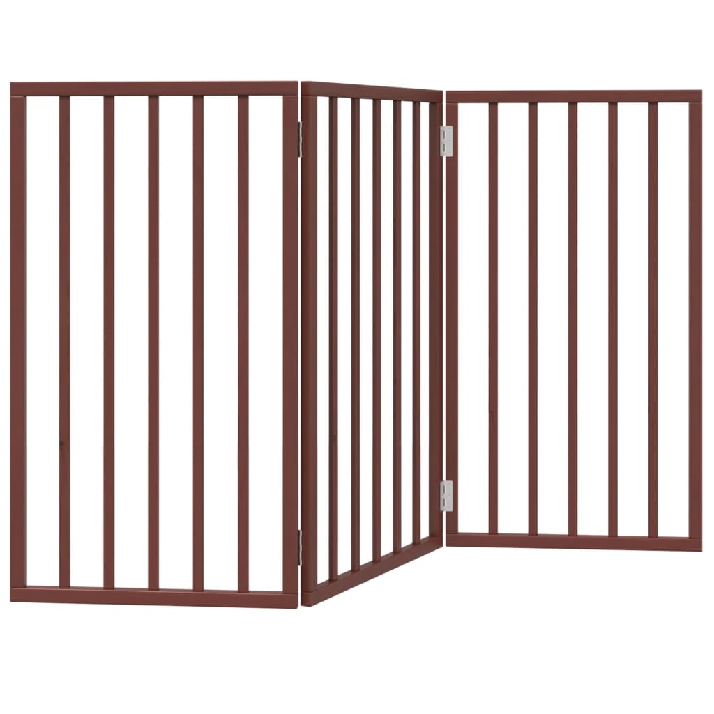 Zábrana pro psy skládací 3 panely hnědá 150 cm topolové dřevo