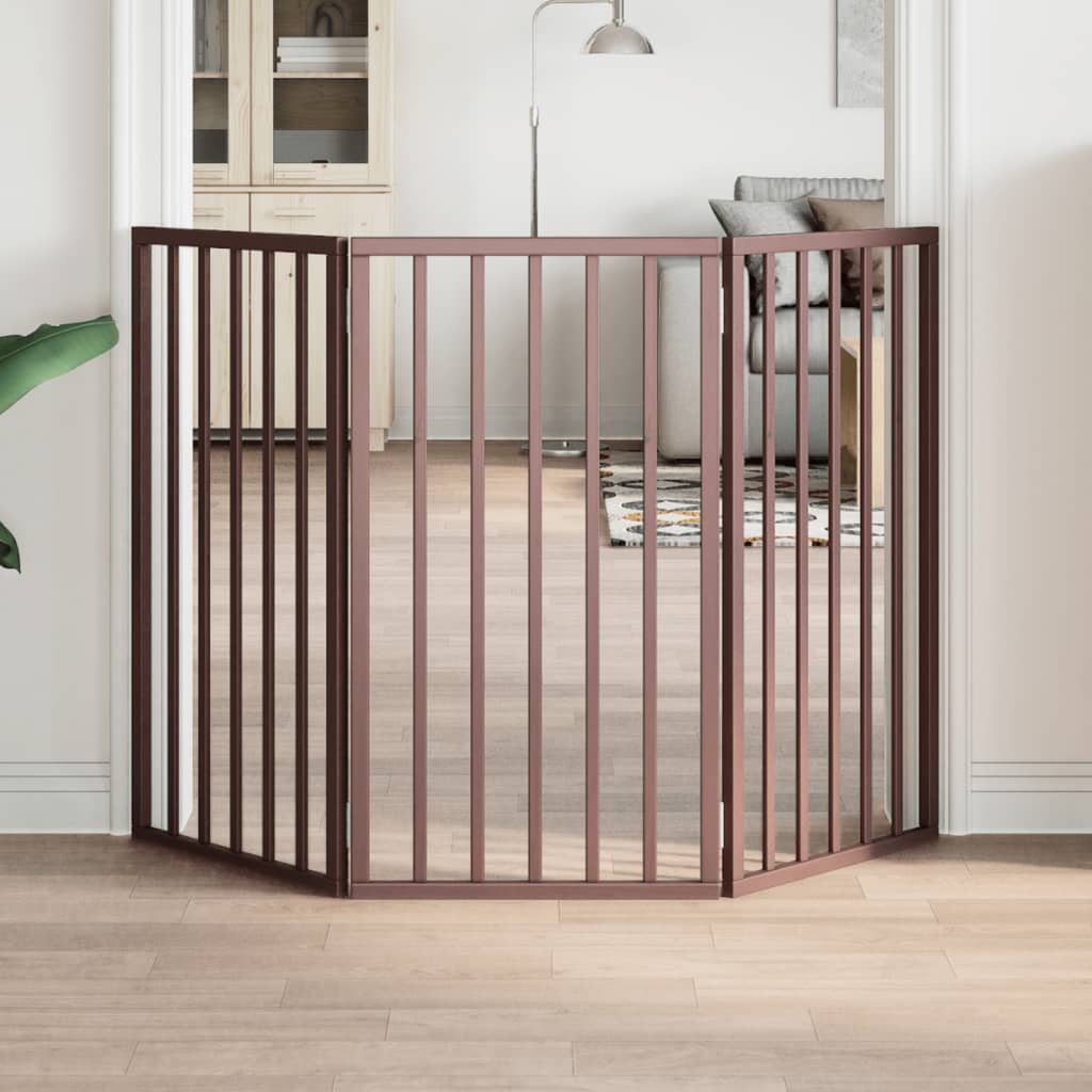 Zábrana pro psy skládací 3 panely hnědá 150 cm topolové dřevo