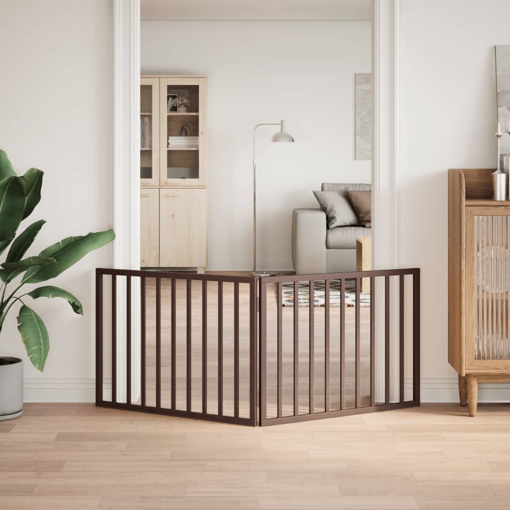 Zábrana pro psy skládací 2 panely hnědá 160 cm topolové dřevo