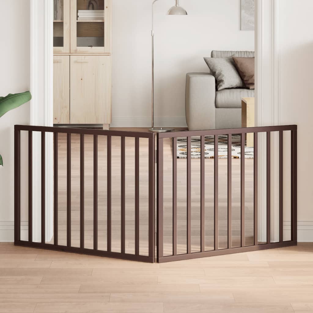 Zábrana pro psy skládací 2 panely hnědá 160 cm topolové dřevo