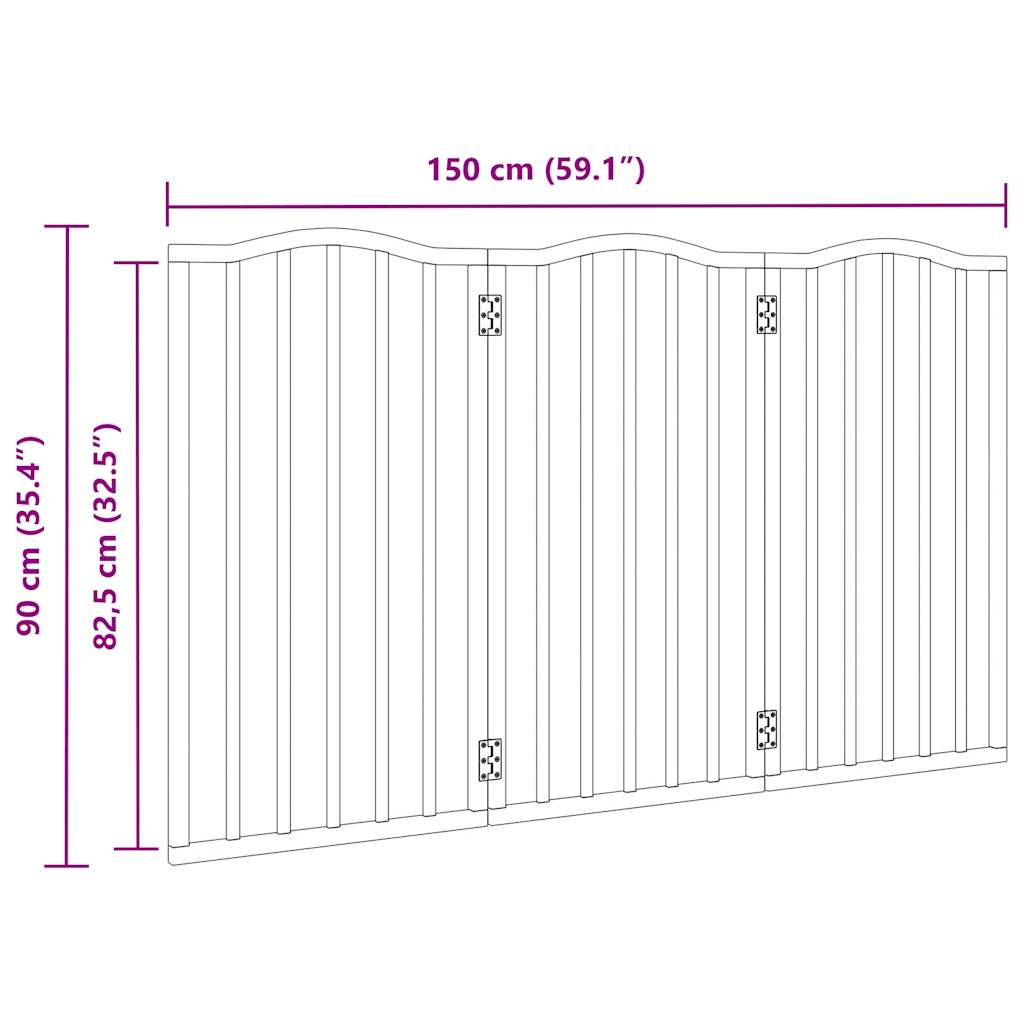 Zábrana pro psy skládací 3 panely 150 cm topolové dřevo