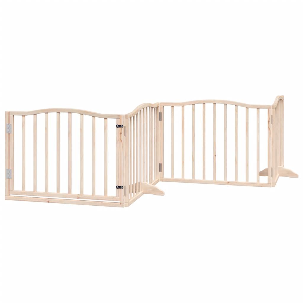 Zábrana pro psy s dvířky skládací 4 panely 320cm topolové dřevo