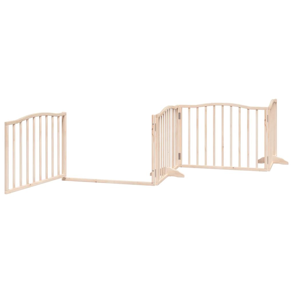 Zábrana pro psy s dvířky skládací 4 panely 320cm topolové dřevo