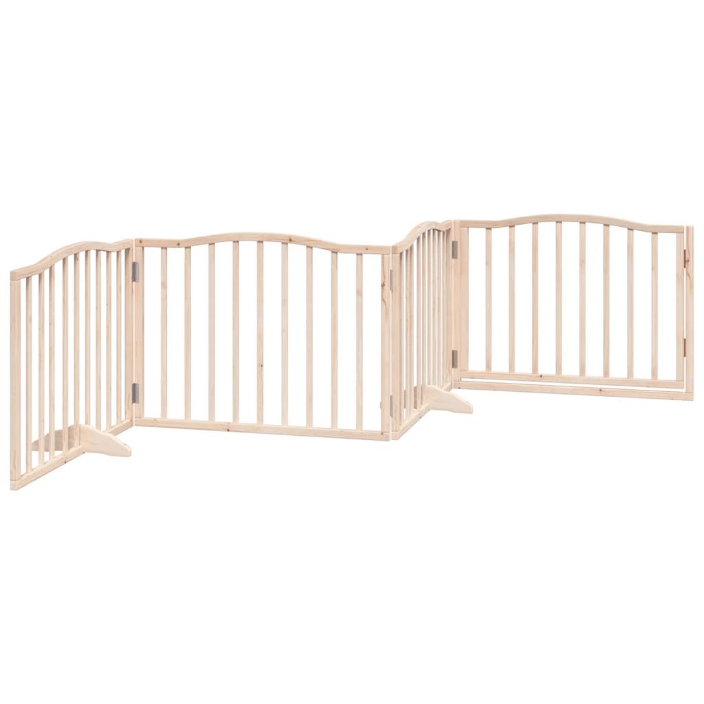 Zábrana pro psy s dvířky skládací 4 panely 320cm topolové dřevo