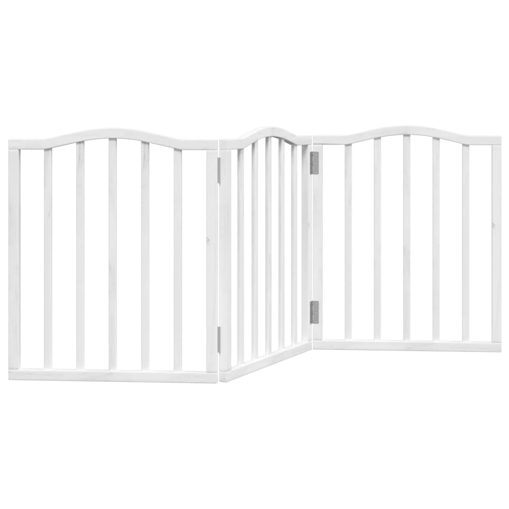 Zábrana pro psy skládací 3 panely bílá 150 cm topolové dřevo