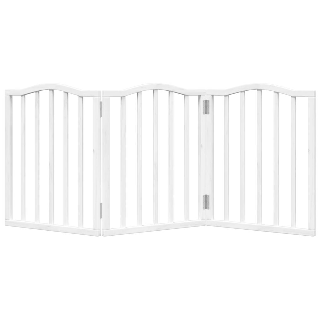 Zábrana pro psy skládací 3 panely bílá 150 cm topolové dřevo