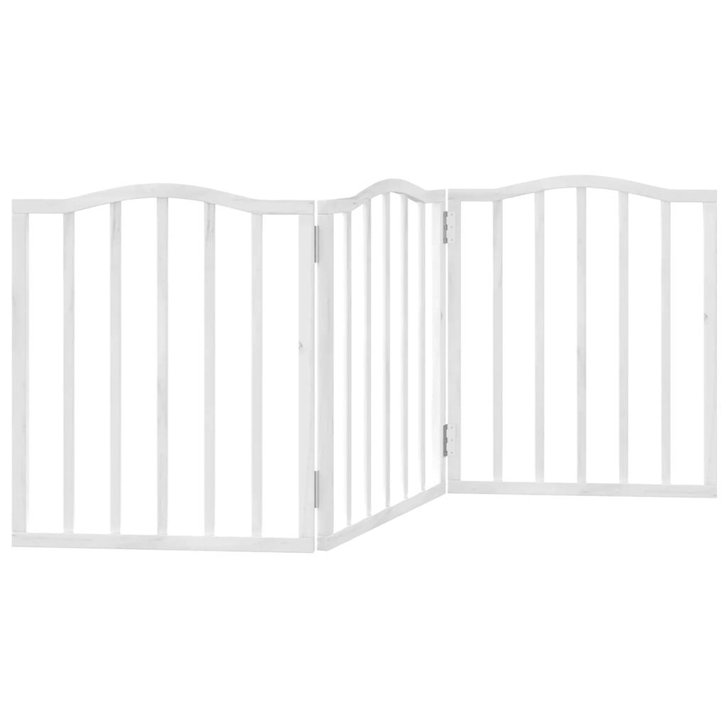 Zábrana pro psy skládací 3 panely bílá 150 cm topolové dřevo