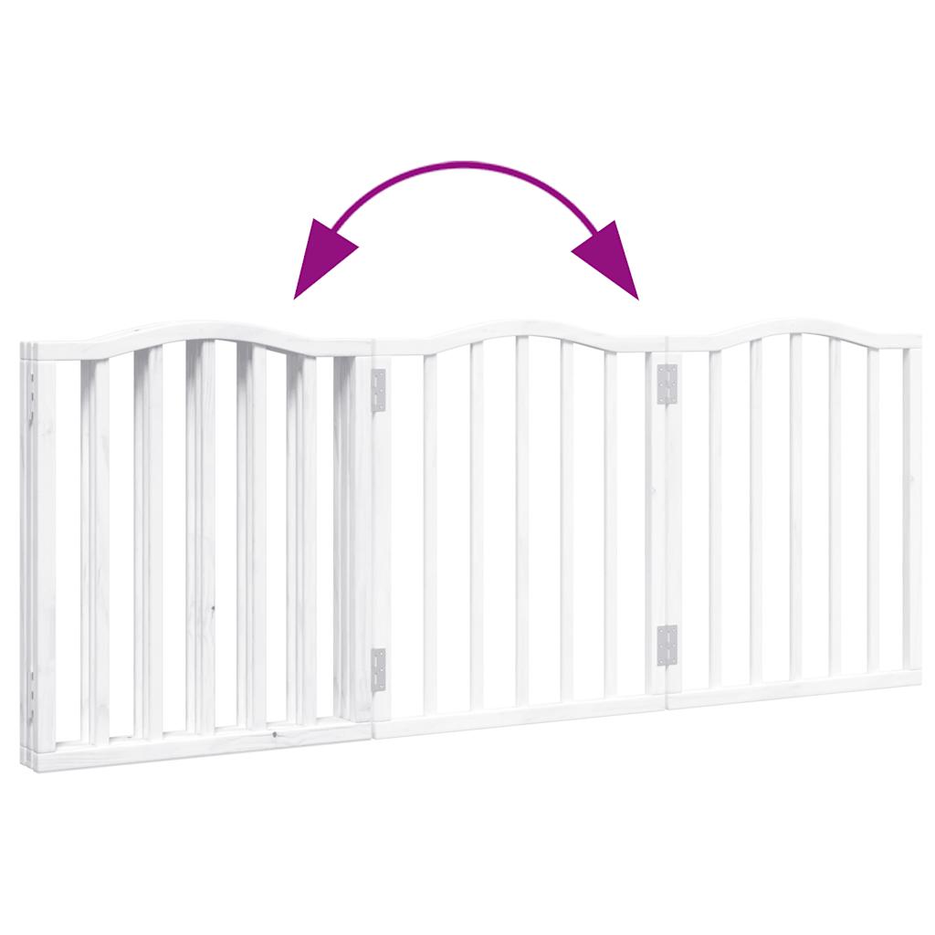 Zábrana pro psy skládací 3 panely bílá 150 cm topolové dřevo
