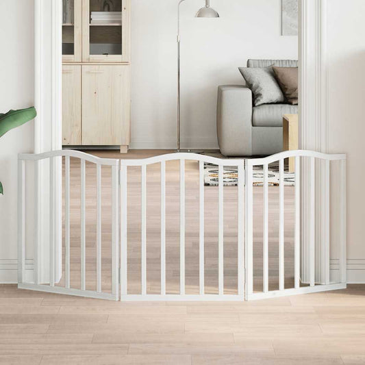Zábrana pro psy skládací 3 panely bílá 150 cm topolové dřevo