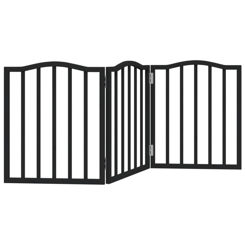 Zábrana pro psy skládací 3 panely černá 150 cm topolové dřevo