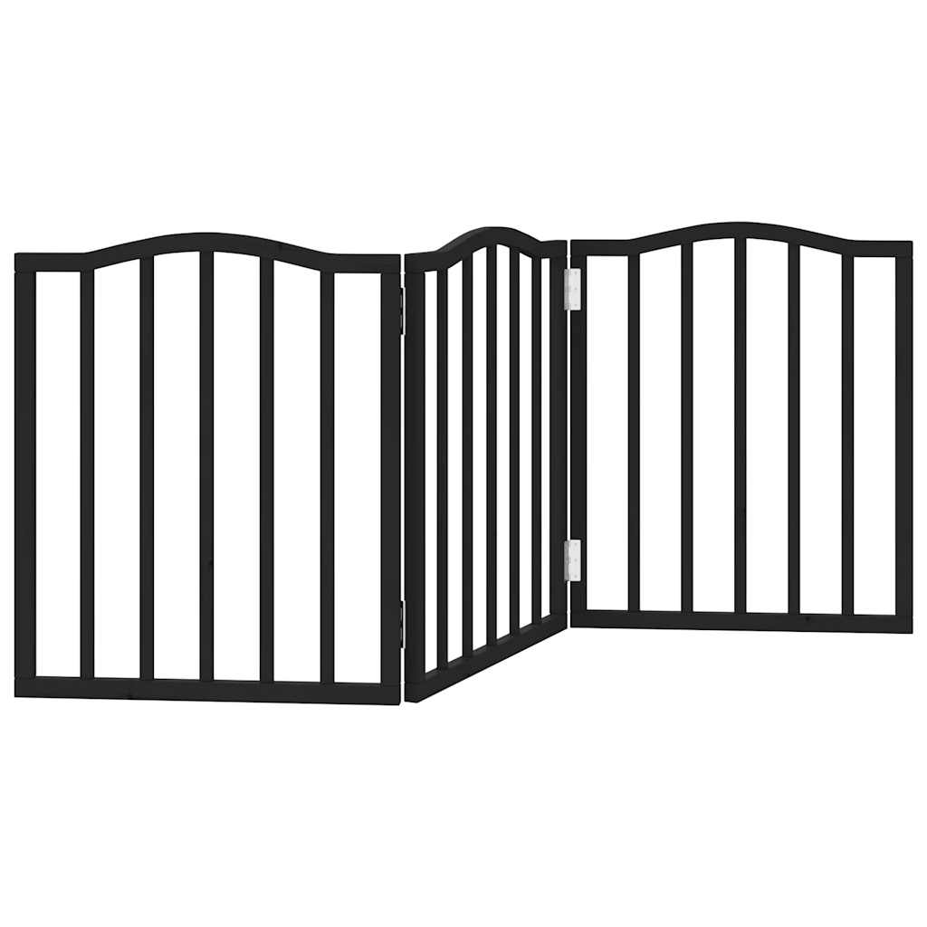 Zábrana pro psy skládací 3 panely černá 150 cm topolové dřevo