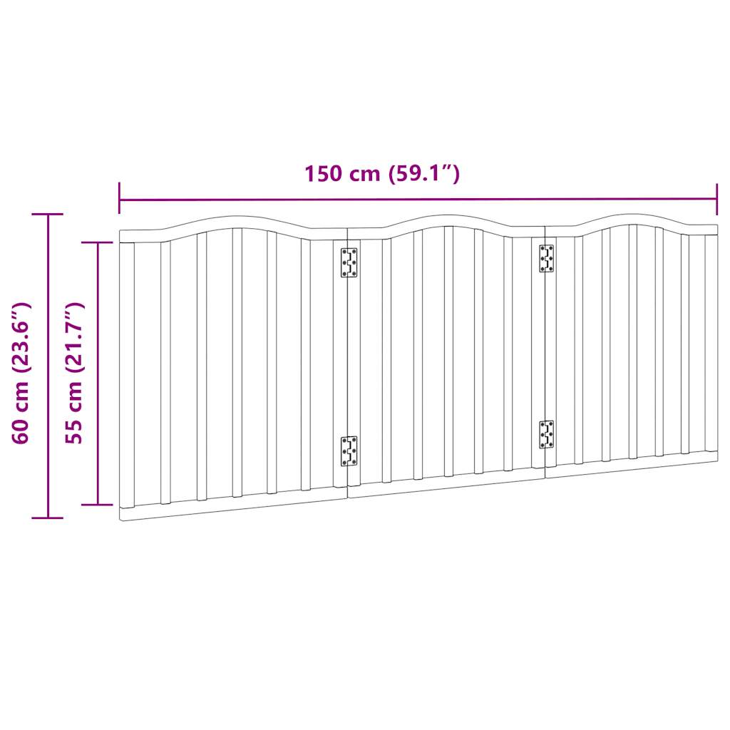 Zábrana pro psy skládací 3 panely černá 150 cm topolové dřevo