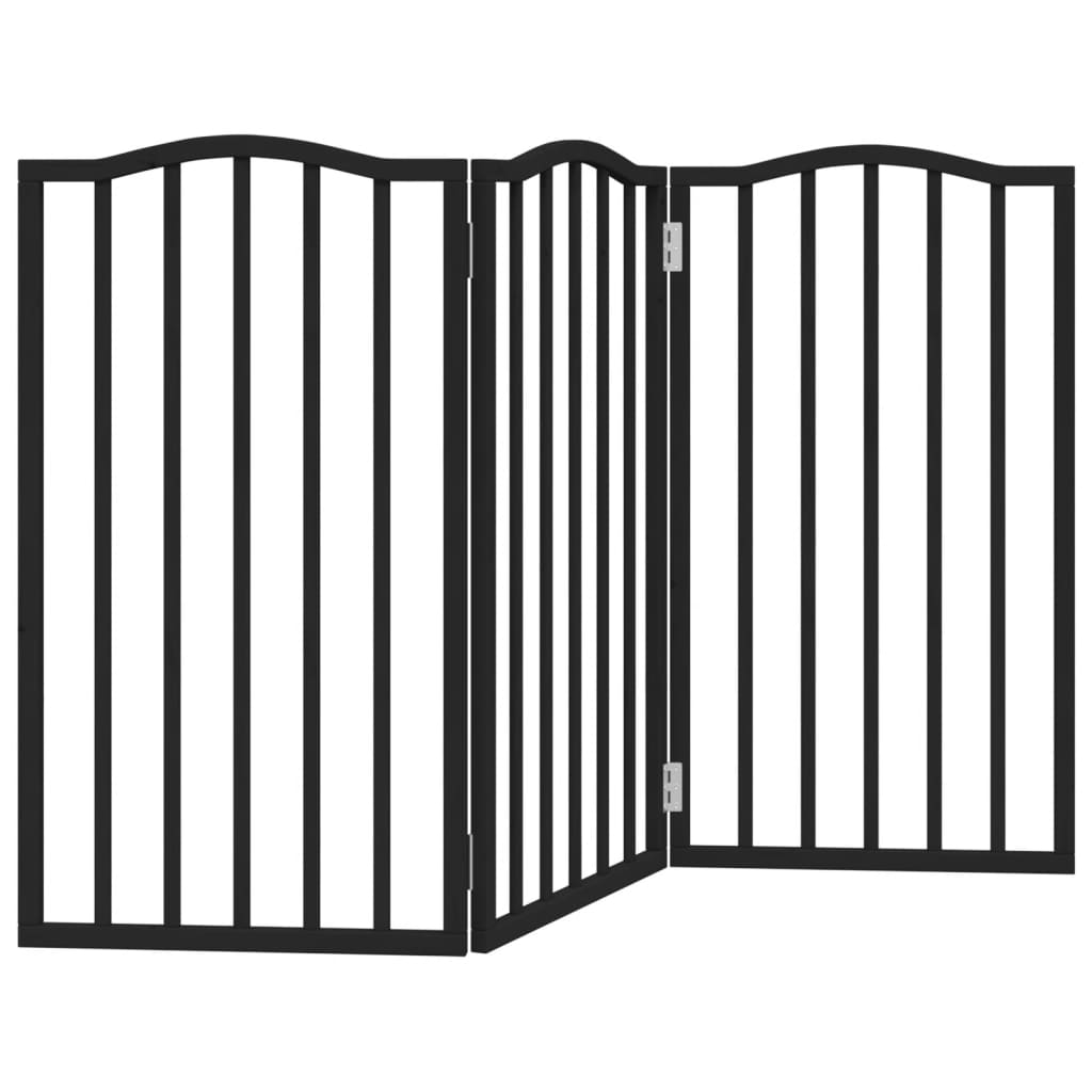 Zábrana pro psy skládací 3 panely černá 150 cm topolové dřevo