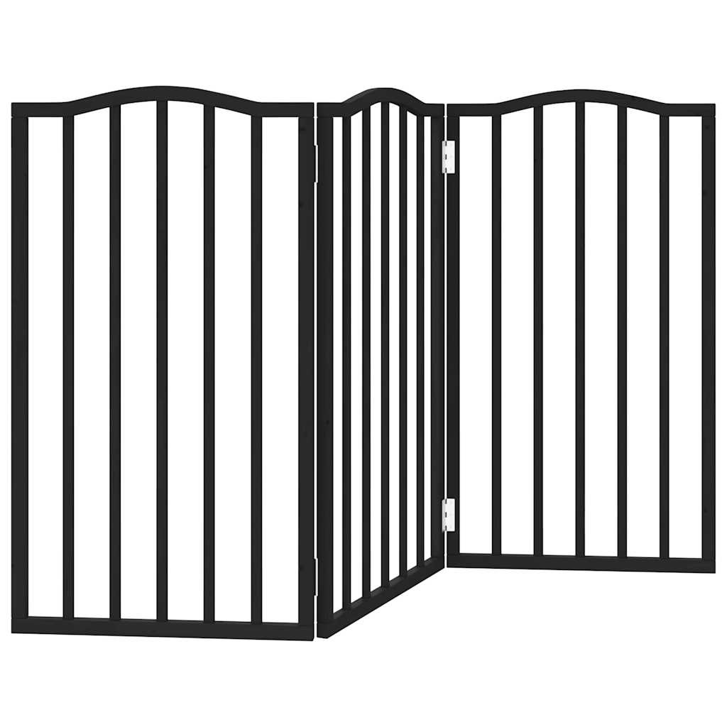 Zábrana pro psy skládací 3 panely černá 150 cm topolové dřevo