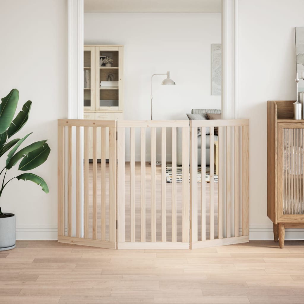 Skládací psí branka, 3dílná, 150 cm, topolové dřevo