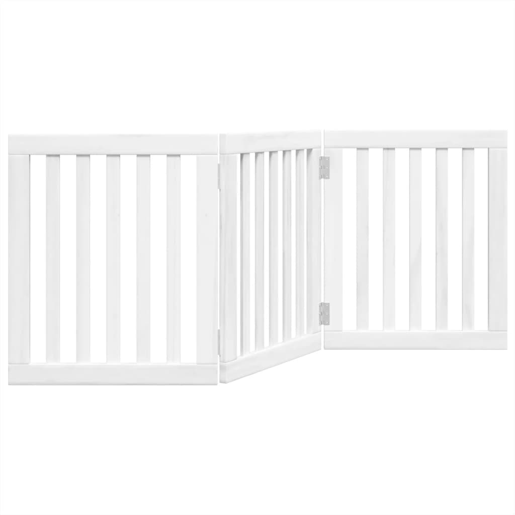 Zábrana pro psy skládací 3 panely bílá 150 cm topolové dřevo