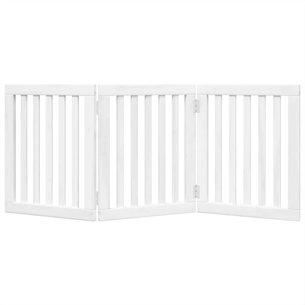 Zábrana pro psy skládací 3 panely bílá 150 cm topolové dřevo