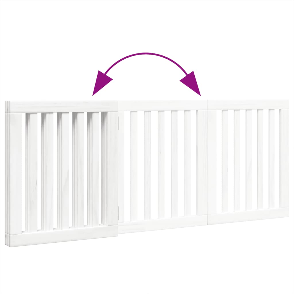 Zábrana pro psy skládací 3 panely bílá 150 cm topolové dřevo