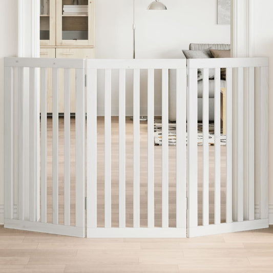 Zábrana pro psy skládací 3 panely bílá 150 cm topolové dřevo