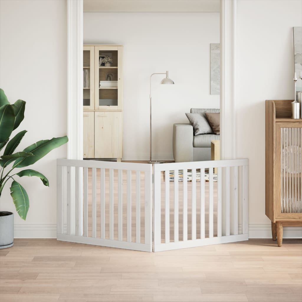 Zábrana pro psy skládací 2 panely bílá 160 cm topolové dřevo