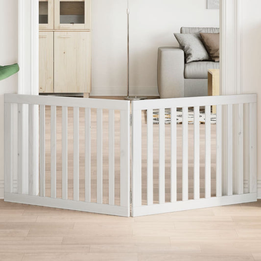 Zábrana pro psy skládací 2 panely bílá 160 cm topolové dřevo