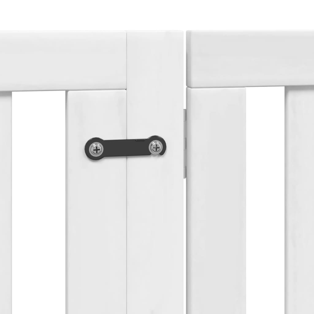 Zábrana pro psy s dvířky skládací 4 panely bílá 320 cm topol