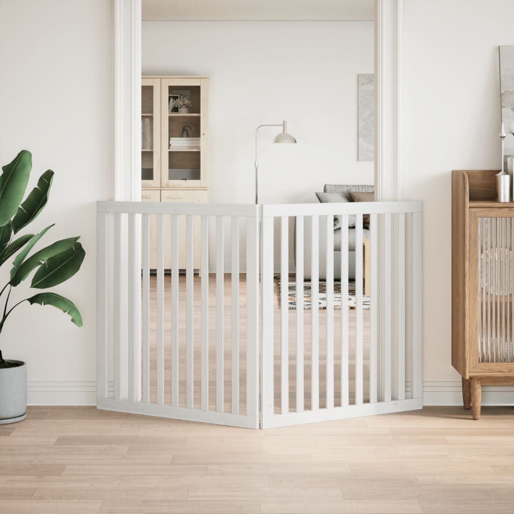 Zábrana pro psy skládací 2 panely bílá 160 cm topolové dřevo