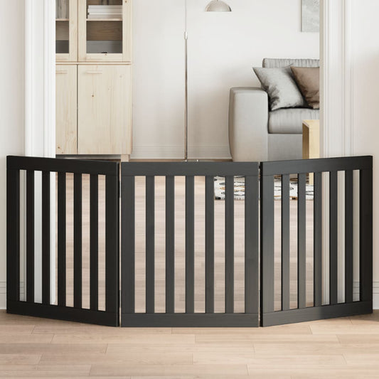 Zábrana pro psy skládací 3 panely černá 150 cm topolové dřevo