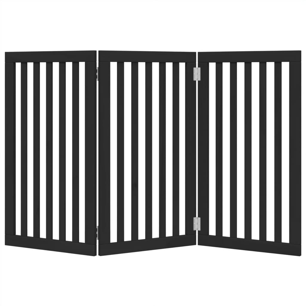 Zábrana pro psy skládací 3 panely černá 150 cm topolové dřevo