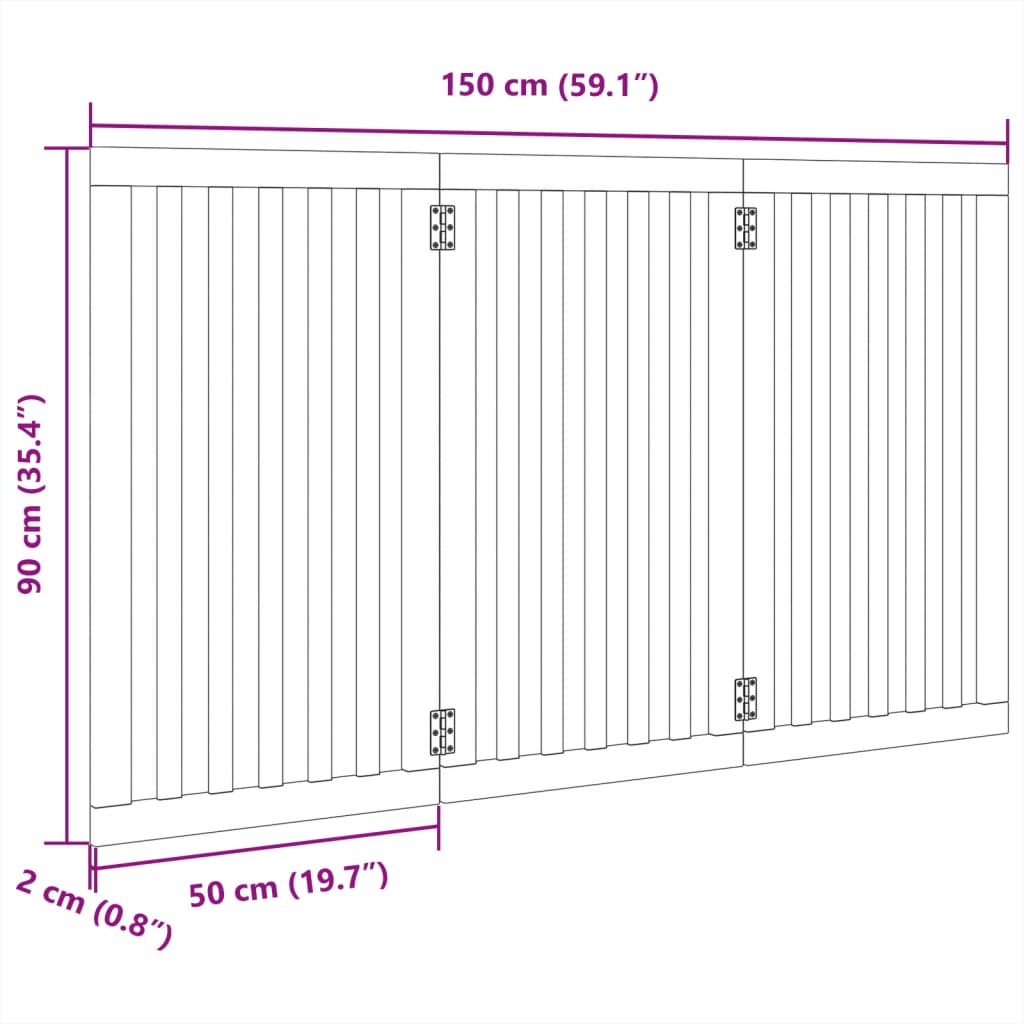 Zábrana pro psy skládací 3 panely černá 150 cm topolové dřevo