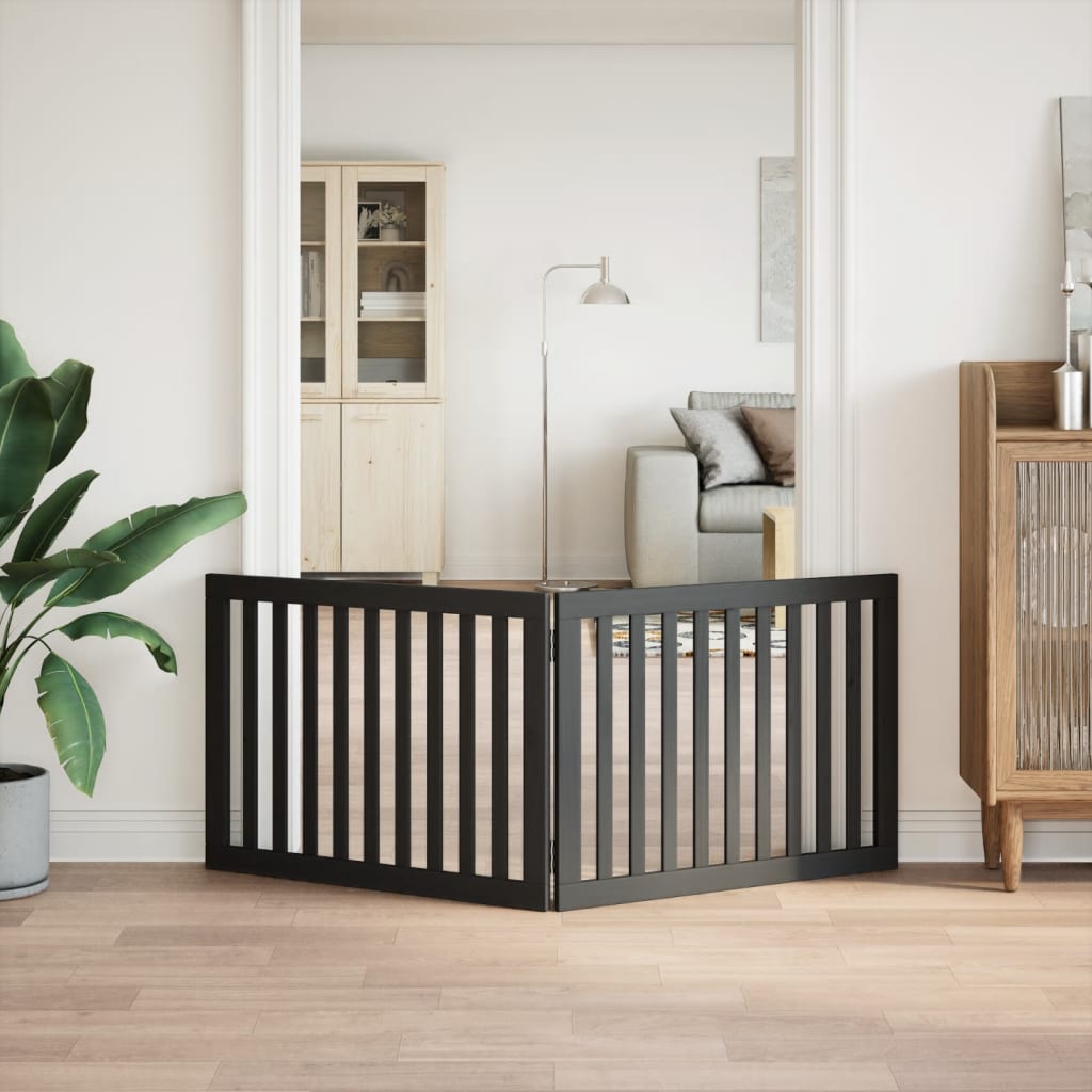 Zábrana pro psy skládací 2 panely černá 160 cm topolové dřevo