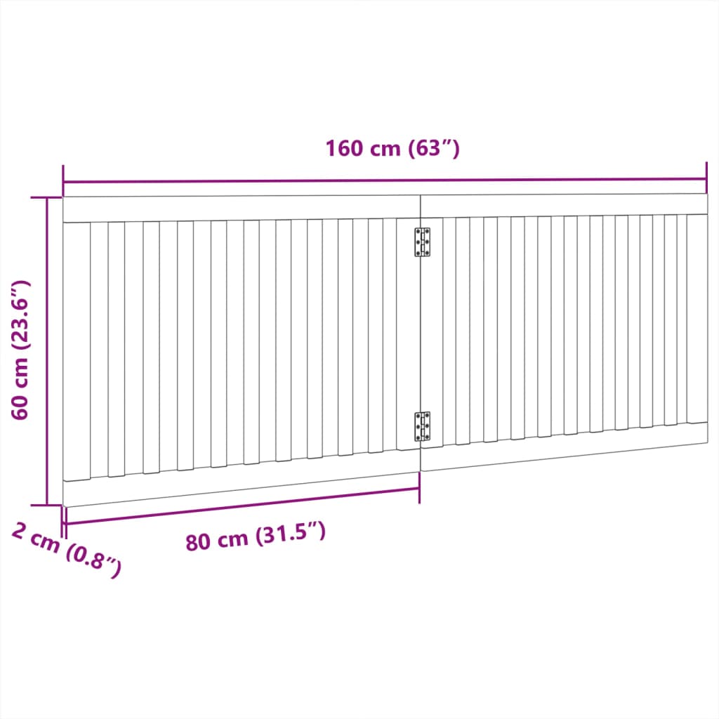 Zábrana pro psy skládací 2 panely černá 160 cm topolové dřevo