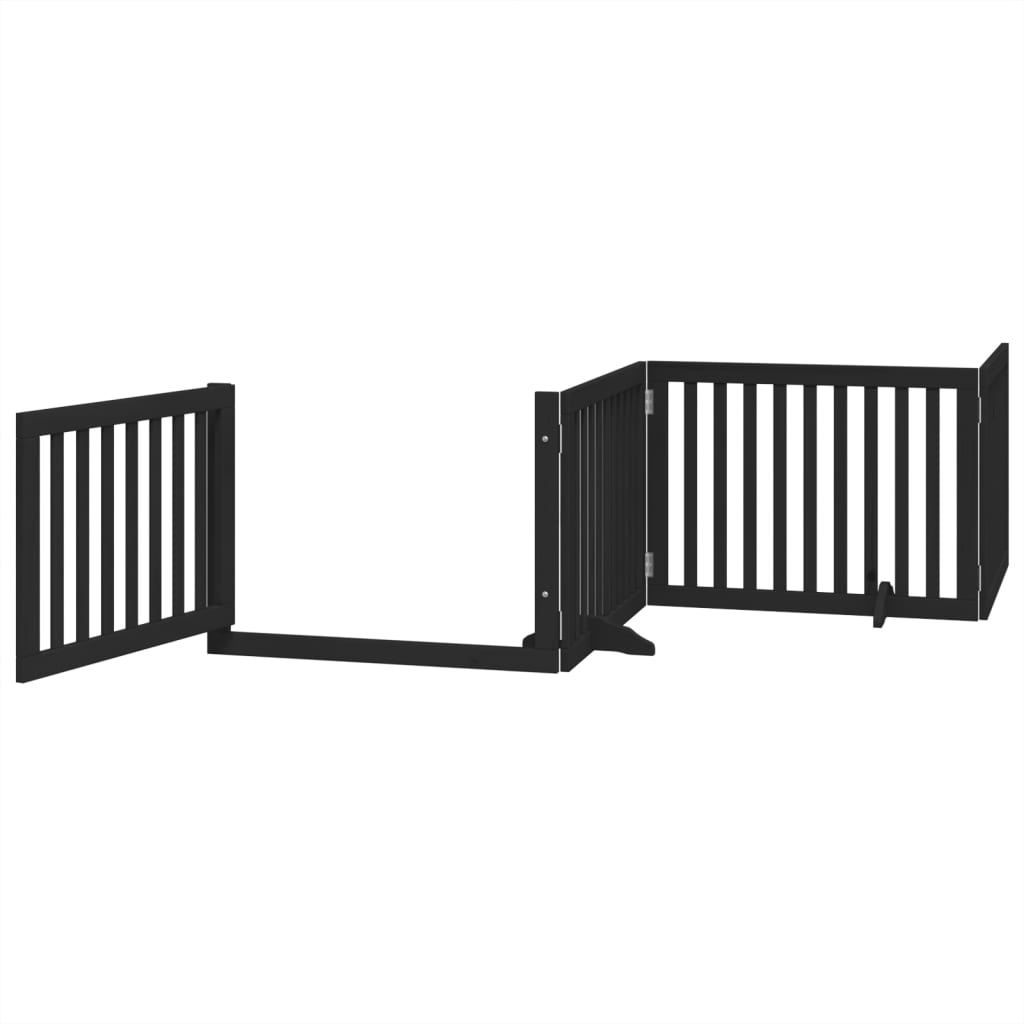 Zábrana pro psy s dvířky skládací 4 panely černá 320 cm topol