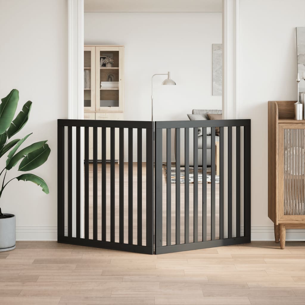 Zábrana pro psy skládací 2 panely černá 160 cm topolové dřevo