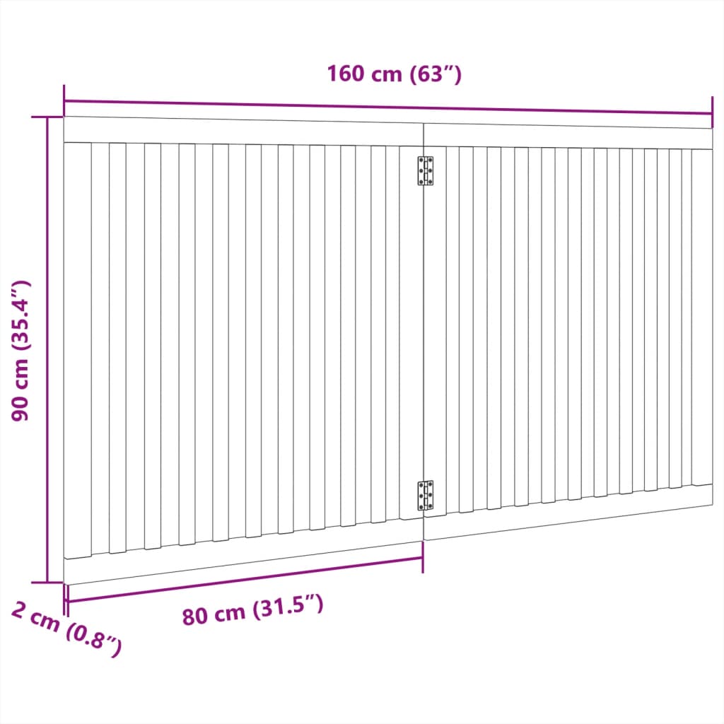 Zábrana pro psy skládací 2 panely černá 160 cm topolové dřevo
