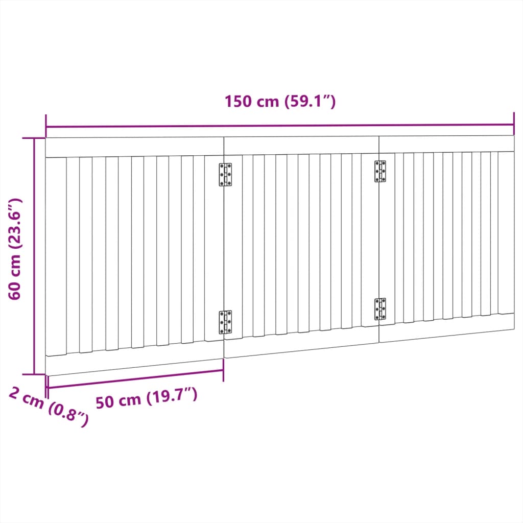Zábrana pro psy skládací 3 panely hnědá 150 cm topolové dřevo