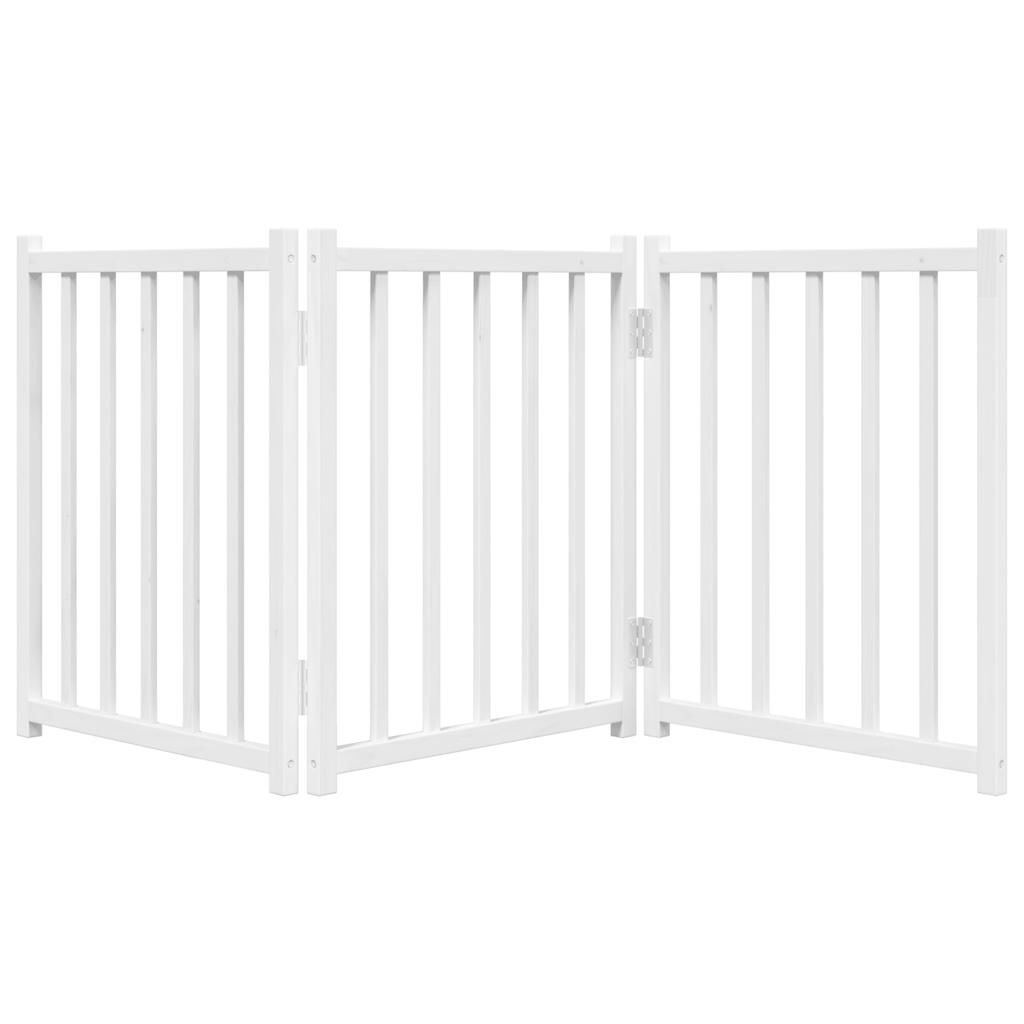 Zábrana pro psy skládací 3 panely bílá 150 cm masivní jedle