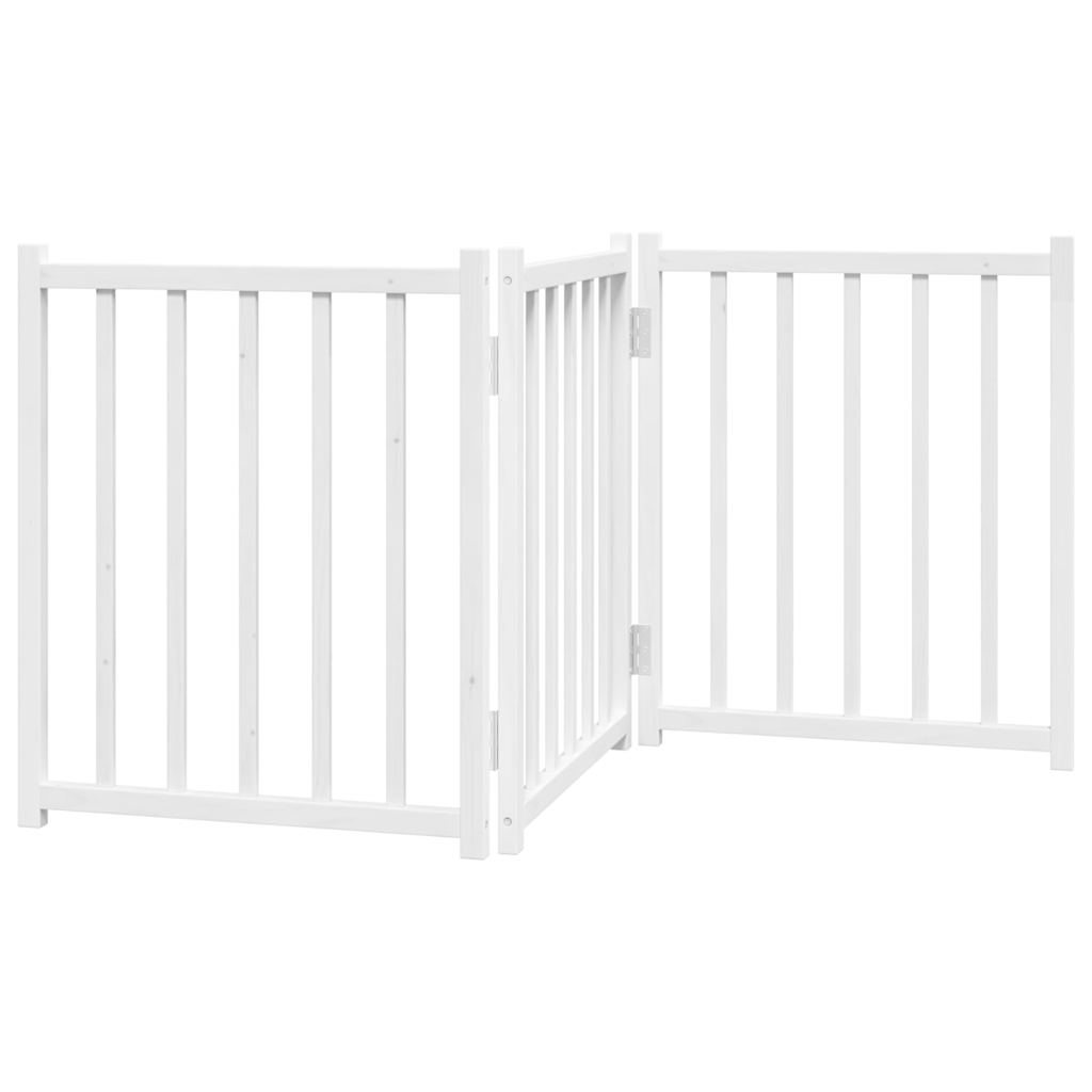Zábrana pro psy skládací 3 panely bílá 150 cm masivní jedle