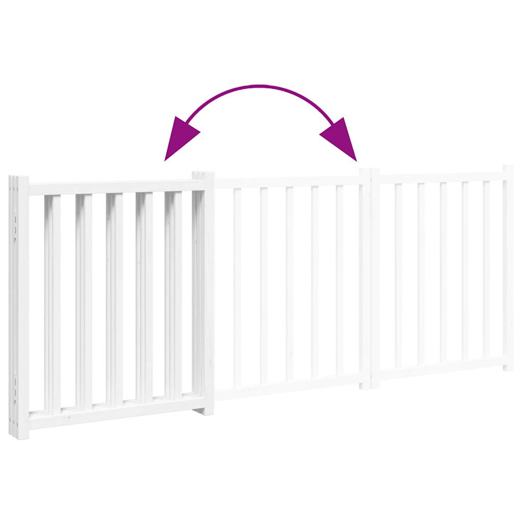 Zábrana pro psy skládací 3 panely bílá 150 cm masivní jedle