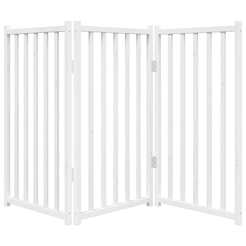 Zábrana pro psy skládací 3 panely bílá 150 cm masivní jedle