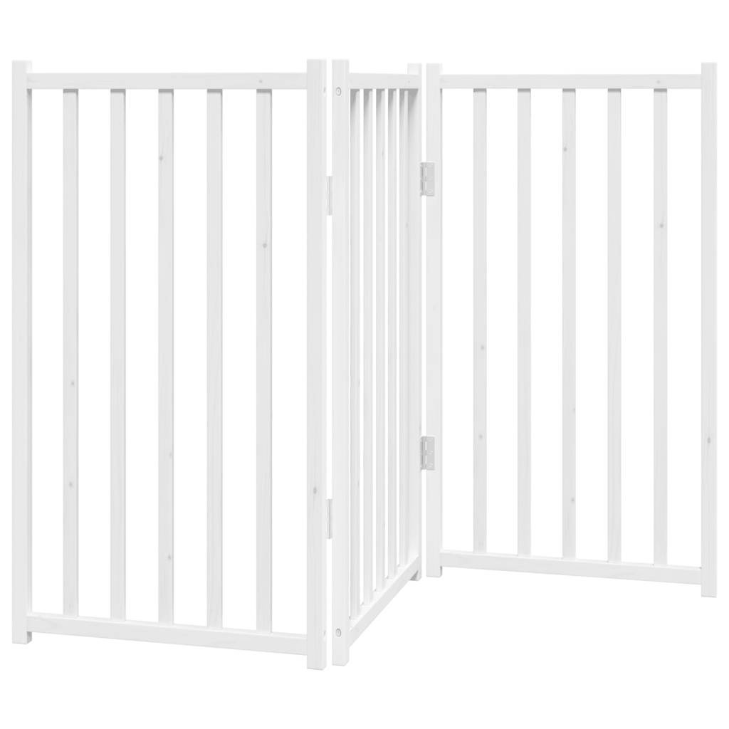 Zábrana pro psy skládací 3 panely bílá 150 cm masivní jedle