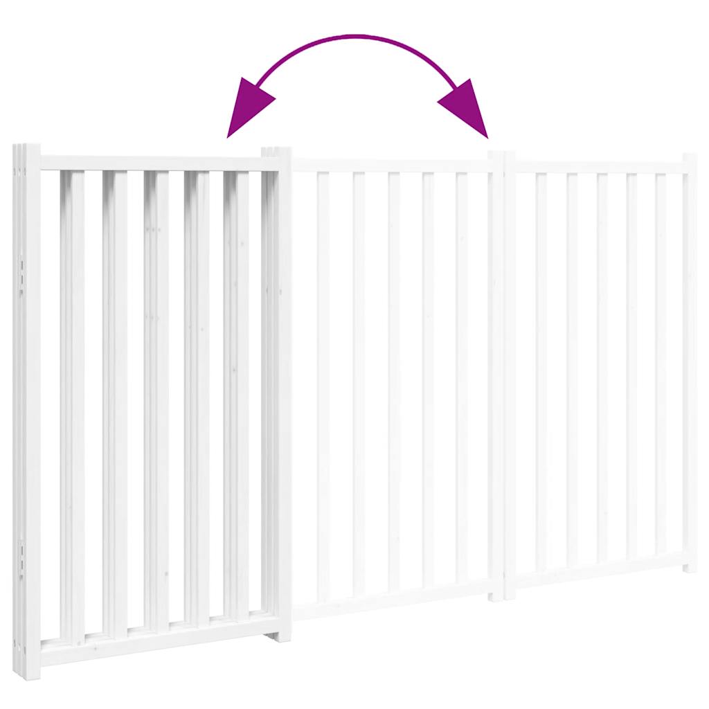 Zábrana pro psy skládací 3 panely bílá 150 cm masivní jedle