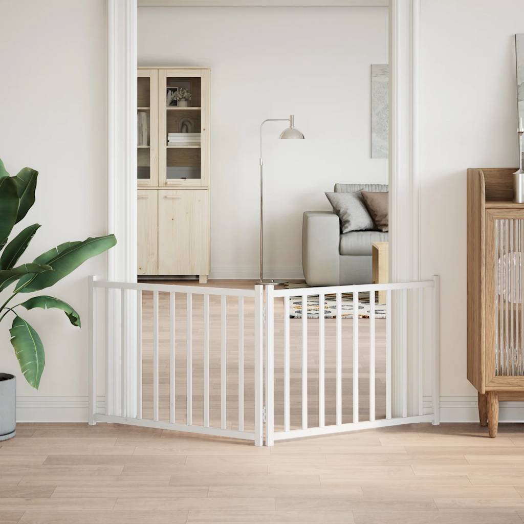 Zábrana pro psy skládací 2 panely bílá 160 cm masivní jedle