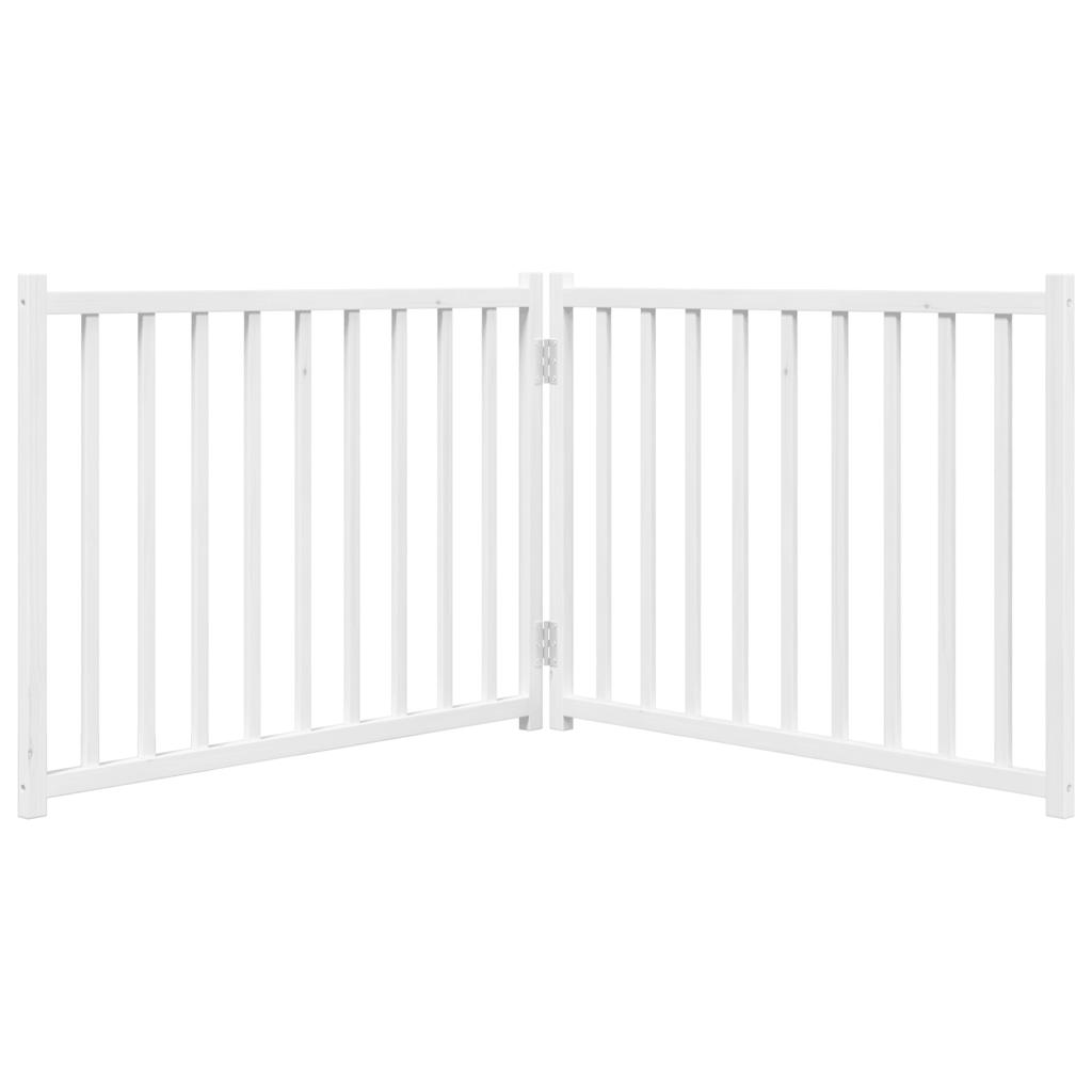 Zábrana pro psy skládací 2 panely bílá 160 cm masivní jedle