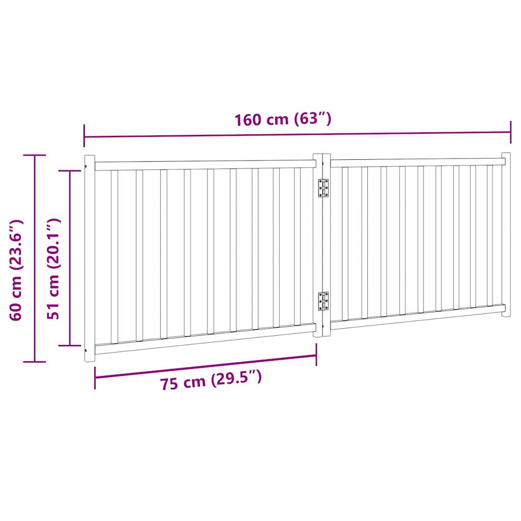 Zábrana pro psy skládací 2 panely bílá 160 cm masivní jedle
