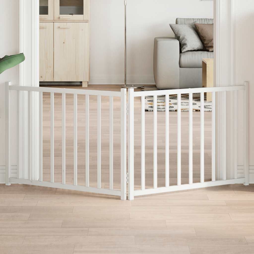 Zábrana pro psy skládací 2 panely bílá 160 cm masivní jedle